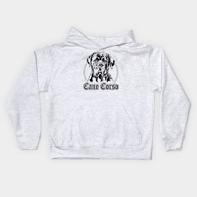 Cane Corso Italiano Dog Portrait Kids Hoodie by wilsigns